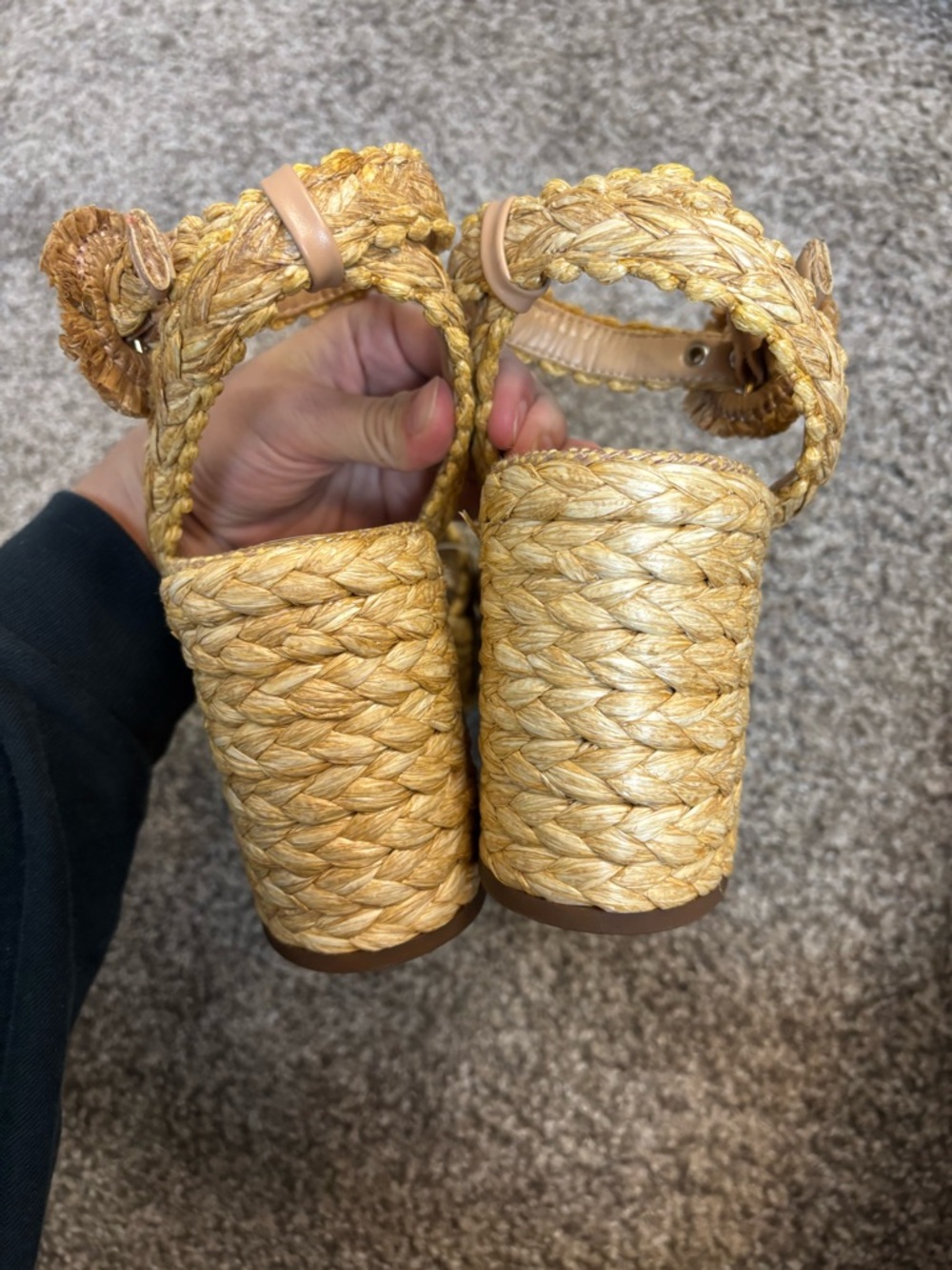 Sam Edelman Iliana Ankle Strap Wedge Sandal Women's Sand Raffia Sz US8.5M EU39 - Picture 5 of 6